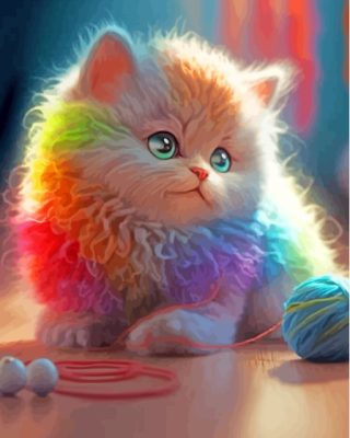 Kitten And Yarn Paint By Numbers