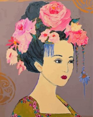 Lady With Flower Hair Paint By Numbers