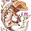 Lilly White Crested Gecko And Flowers Paint By Numbers