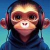 Monkey With Headphones Paint By Numbers