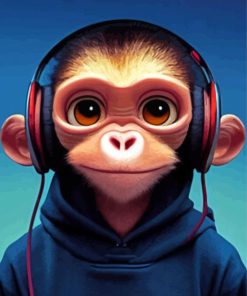 Monkey With Headphones Paint By Numbers