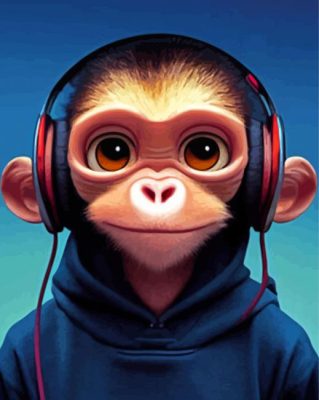 Monkey With Headphones Paint By Numbers