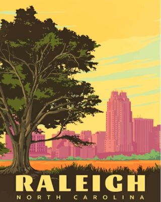 North Carolina Raleigh Poster Paint By Numbers