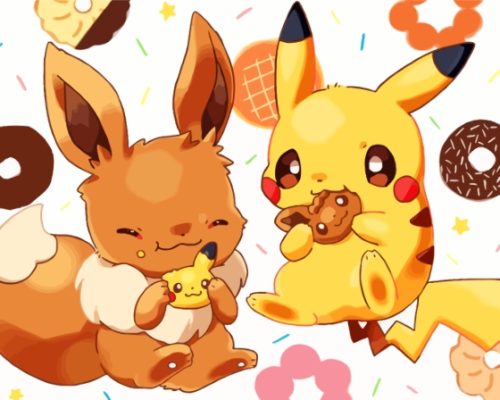 Pikachu And Eevee Pokémon Paint By Numbers