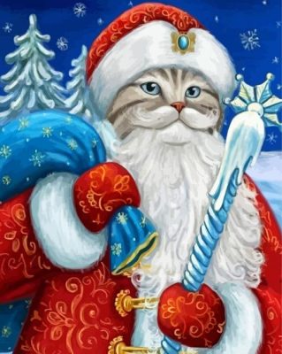 Santa Christmas Cat Paint By Numbers