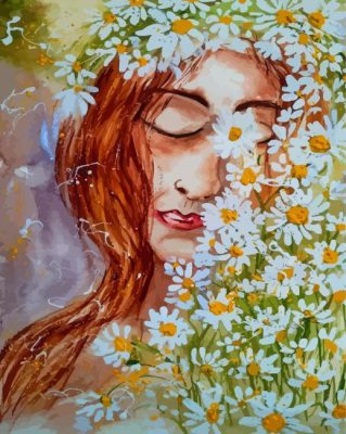 Woman And Daisies Paint By Numbers