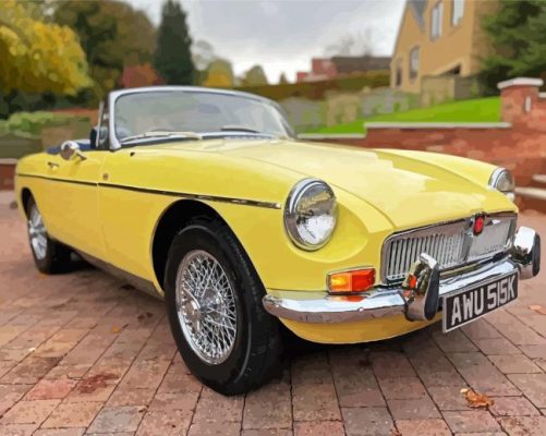 Yellow MGB Roadster Paint By Numbers