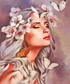 Aesthetic Girl With White Butterfly Paint By Numbers