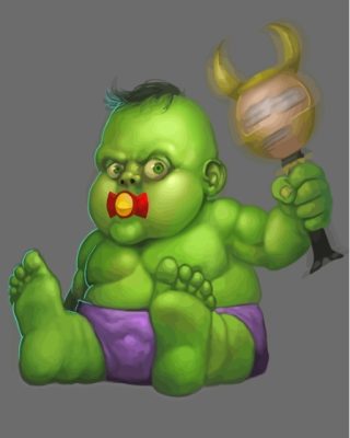 Baby Hulk Playing Paint By Numbers