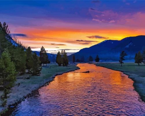 Big Sky Montana Sunset Landscape Paint By Numbers