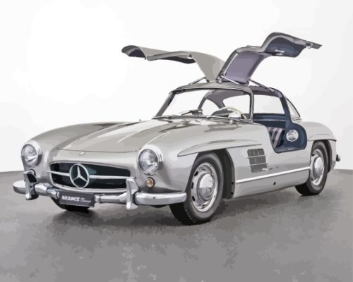 Black And White Mercedes Sl 300 Car Paint By Numbers