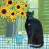 Black Cat And Sunflowers Vase Paint By Numbers