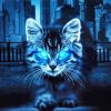 Blue Dark Abstract Cat Paint By Numbers