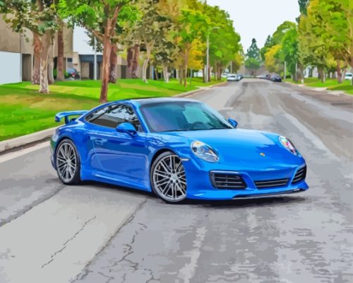 Blue Metallic Porsche Paint By Numbers