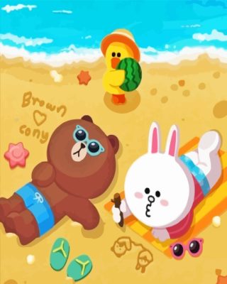 Brown And Cony In Beach Paint By Numbers