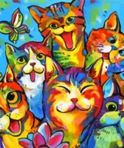 Colorful Happy Cats Art Paint By Numbers