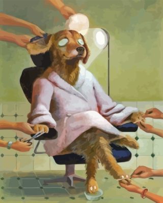 Dog In A Barbers Chair Paint By Numbers