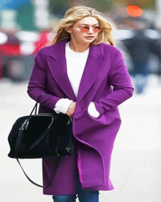 Gigi Hadid In A Purple Coat Paint By Numbers