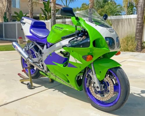 Green And Blue Kawasaki Ninja ZX 7R Paint By Numbers