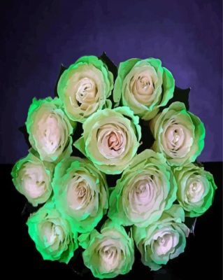 Green And White Flowers Paint By Numbers