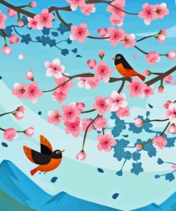 Illustration Blossom And Birds Paint By Numbers