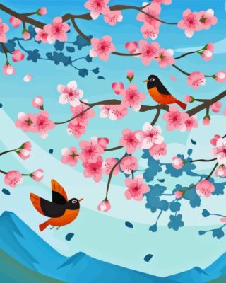 Illustration Blossom And Birds Paint By Numbers