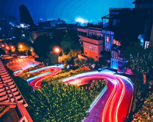 Lombard Street At Night Paint By Numbers