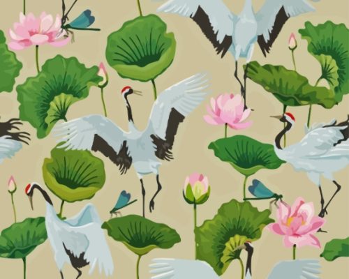 Lotus Cranes Paint By Numbers