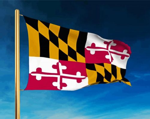 Maryland State Flying Flag Paint By Numbers