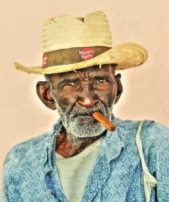 Old African Man Smoking Cigar Paint By Numbers