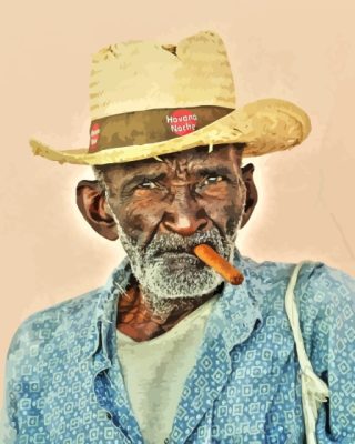 Old African Man Smoking Cigar Paint By Numbers