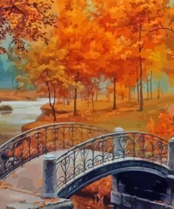 Old Country Bridge In Autumn Paint By Numbers