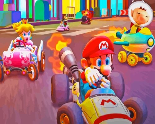 Racing Game Mario Kart Paint By Numbers