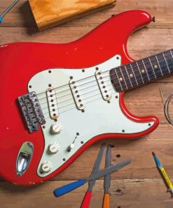 Red Fender Stratocaster Guitar Paint By Numbers