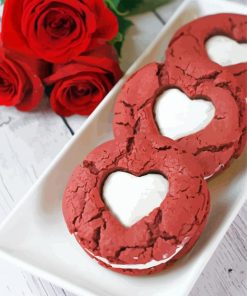 Red Roses With Valentines Cookies Paint By Numbers