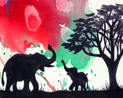 Romantic Elephants Paint By Numbers