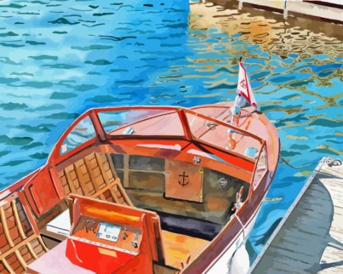 Rustic Boat On Lake Art Paint By Numbers