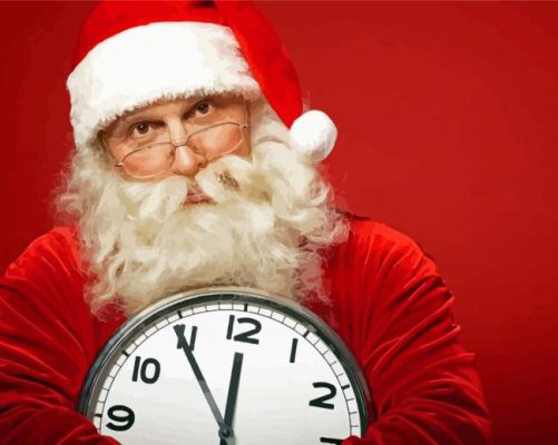 Santa By Clock Paint By Numbers