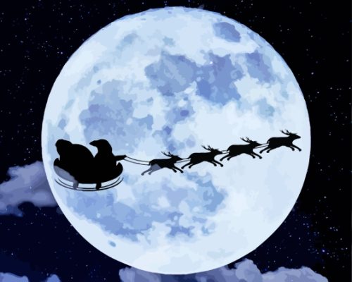 Santa Claus Moon Silhouette Paint By Numbers