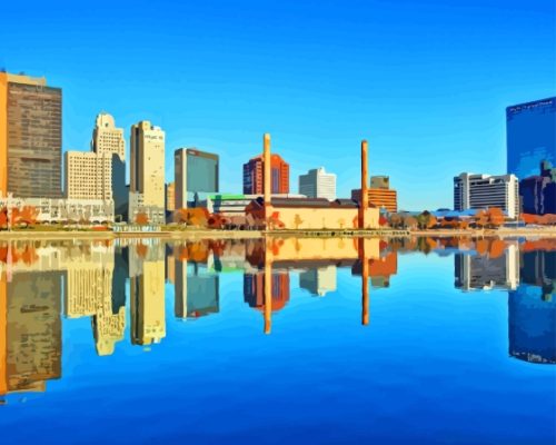 Toledo Ohio City Water Reflection Paint By Numbers