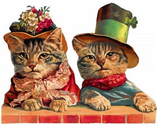 Victorian Animals Cats Paint By Numbers