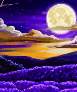 Purple Blossom Moon Paint By Numbers