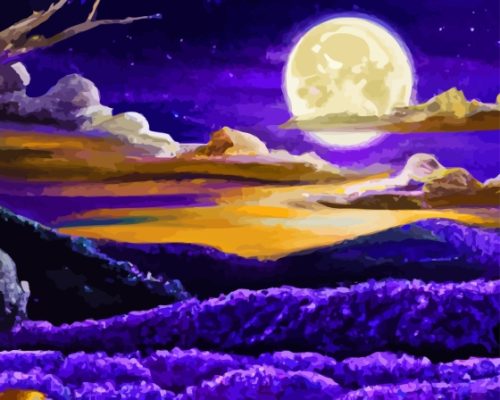 Purple Blossom Moon Paint By Numbers