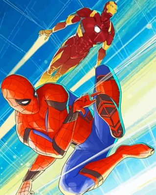 Aesthetic Iron Man And Spiderman Paint By Numbers