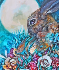 Aesthetic Rabbit With Flowers Paint By Numbers