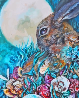 Aesthetic Rabbit With Flowers Paint By Numbers