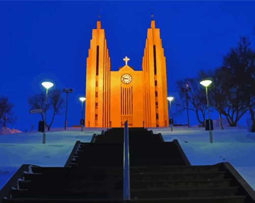 Akureyri Church Iceland Paint By Numbers