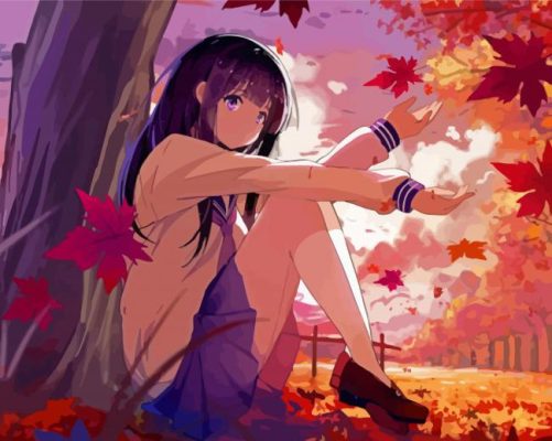 Anime Girl Under Tree Paint By Numbers