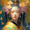 Asian Girl And Butterflies Paint By Numbers