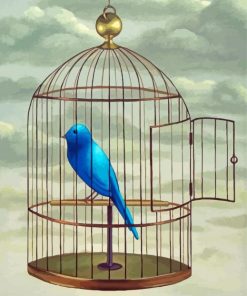 Blue Parakeet In Cage Paint By Numbers